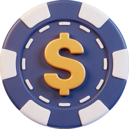 3D Poker Chip with Dollar Sign Casino Icon