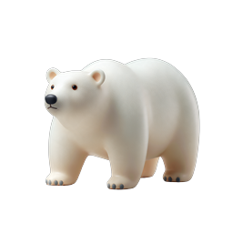 かわいいシロクマの3Dアイコン - 北極の野生動物デザイン