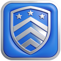 Police Badge Shield Icon with Chevrons and Stars