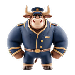 Police Bull Officer 3D Character Mascot Icon