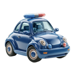 Cute 3D Police Car Icon - Clay Style Emergency Vehicle