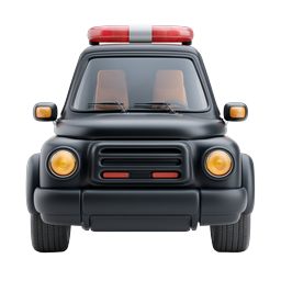 Police Car Icon - 3D Clay Style Emergency Vehicle