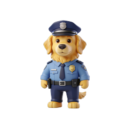 フレンドリーな警察犬キャラクター 3D アイコン