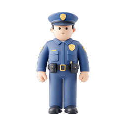 3D Police Officer Character Icon for Law Enforcement