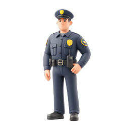 3D Police Officer Character Icon - Law Enforcement