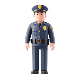 Friendly 3D Police Officer Character Icon
