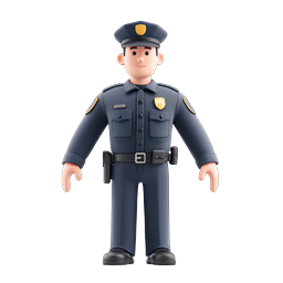 Friendly Police Officer 3D Character Icon
