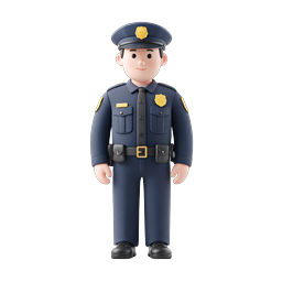 3D Police Officer Character Icon - Clay Style