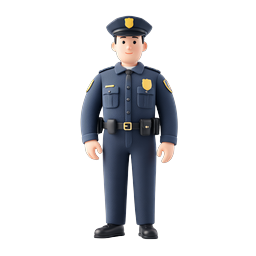 3D Police Officer Character Icon - Clay Style