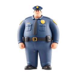 3D Police Officer Character Icon - Law Enforcement