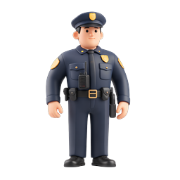 3D Police Officer Character Icon - Friendly Law Enforcement