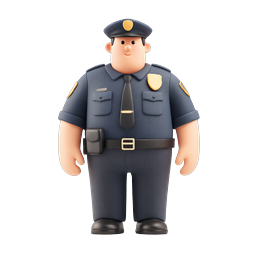 Icona personaggio agente di polizia 3D - Forze dell'ordine amichevoli