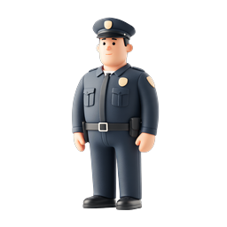 Friendly Police Officer 3D Clay Character Icon
