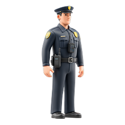 Polizeibeamter 3D Charakter Icon - Strafverfolgung