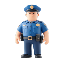 Friendly 3D Police Officer Character Icon
