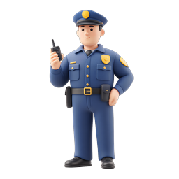 3D Police Officer Character Icon - Friendly Law Enforcement