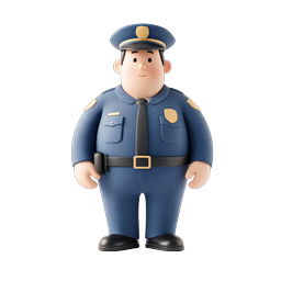 Freundliches 3D-Polizisten-Charakter-Icon | Strafverfolgung