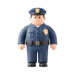 Friendly 3D Police Officer Character Icon