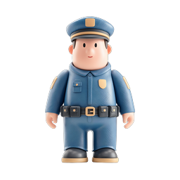 Friendly 3D Police Officer Character Icon | Clay Style