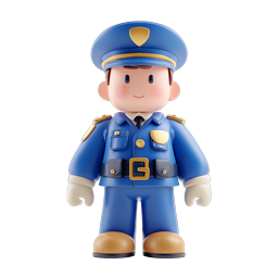 Engaging Cartoon Police Officer Icon for Safety Themes
