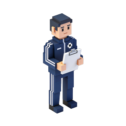 Isometric Police Officer Voxel Character 3D Icon
