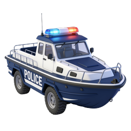 3D-Polizeiboot-Icon mit Notlichtleiste