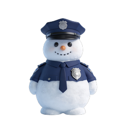 Police Snowman Character Icon - 3D Holiday Officer