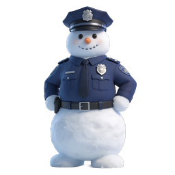 Ícone 3D de Boneco de Neve Policial - Personagem Fofo de Oficial de Inverno