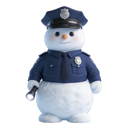 Cute Police Snowman 3D Icon | Winter Holiday Character