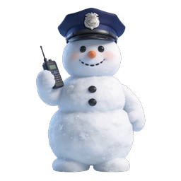 Ícone de boneco de neve policial com walkie-talkie - Inverno 3D