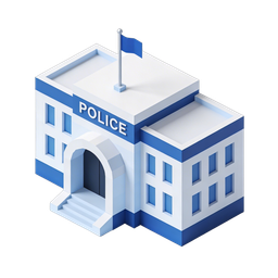 Isometric Police Station Icon - Law Enforcement Symbol