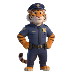 Ícone de tigre policial amigável para crianças e educação
