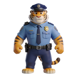 Playful Police Tiger Icon for Community Safety