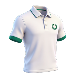 Ícone de camisa polo branca com coroa de louros verde