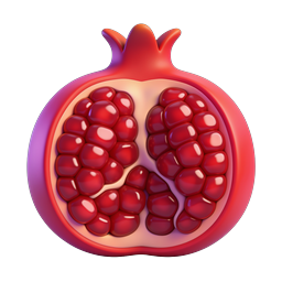 Pomegranate Cross-Section 3D Icon | Healthy Fruit