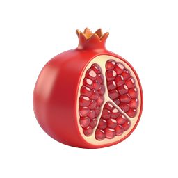 Realistic 3D Pomegranate Fruit Icon with Cutaway View