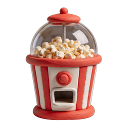 Icono de máquina de palomitas estilo clay para cine y entretenimiento