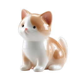 Porcelain Cat Figurine Icon - Cute Ceramic Pet