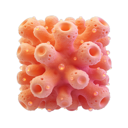 Ícone 3D de Cubo de Coral Poroso - Design Médico Orgânico