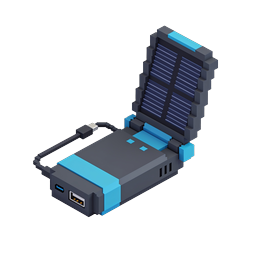 Icono de batería externa solar portátil - 3D isométrico