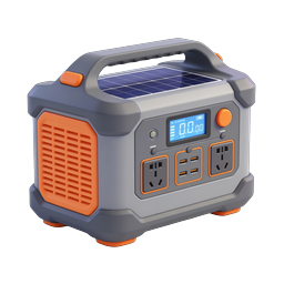 Portable Power Station Icon with Solar Panel | 3D Render