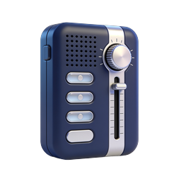 Vintage Portable Radio Device Icon | 3D Realistic