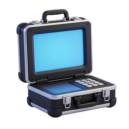 Portable Tech Briefcase Laptop Icon | Mobile Workstation