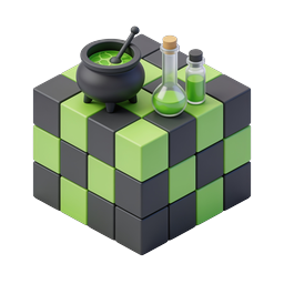 Isometric Potion Cauldron Icon - Minecraft Style