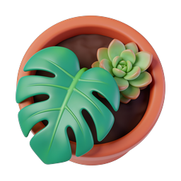 Potted Monstera Plant Icon | 3D Clay Style Nature Illustration