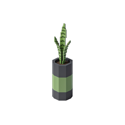 Low-Poly Potted Cactus Plant 3D Icon - Isometric Style