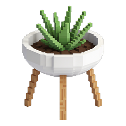 Voxel Potted Plant Stand Icon | Isometric 3D Design