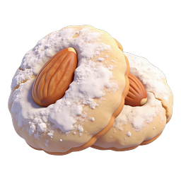 Biscuits aux amandes et sucre glace - Icône alimentaire 3D