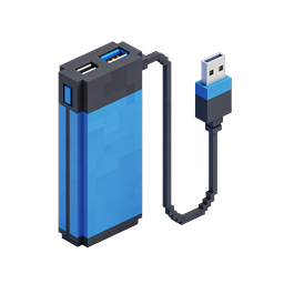 Portable Power Bank Voxel 3D Icon with USB Cable