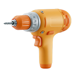 Power Drill Icon - 3D Clay Style Construction Tool
